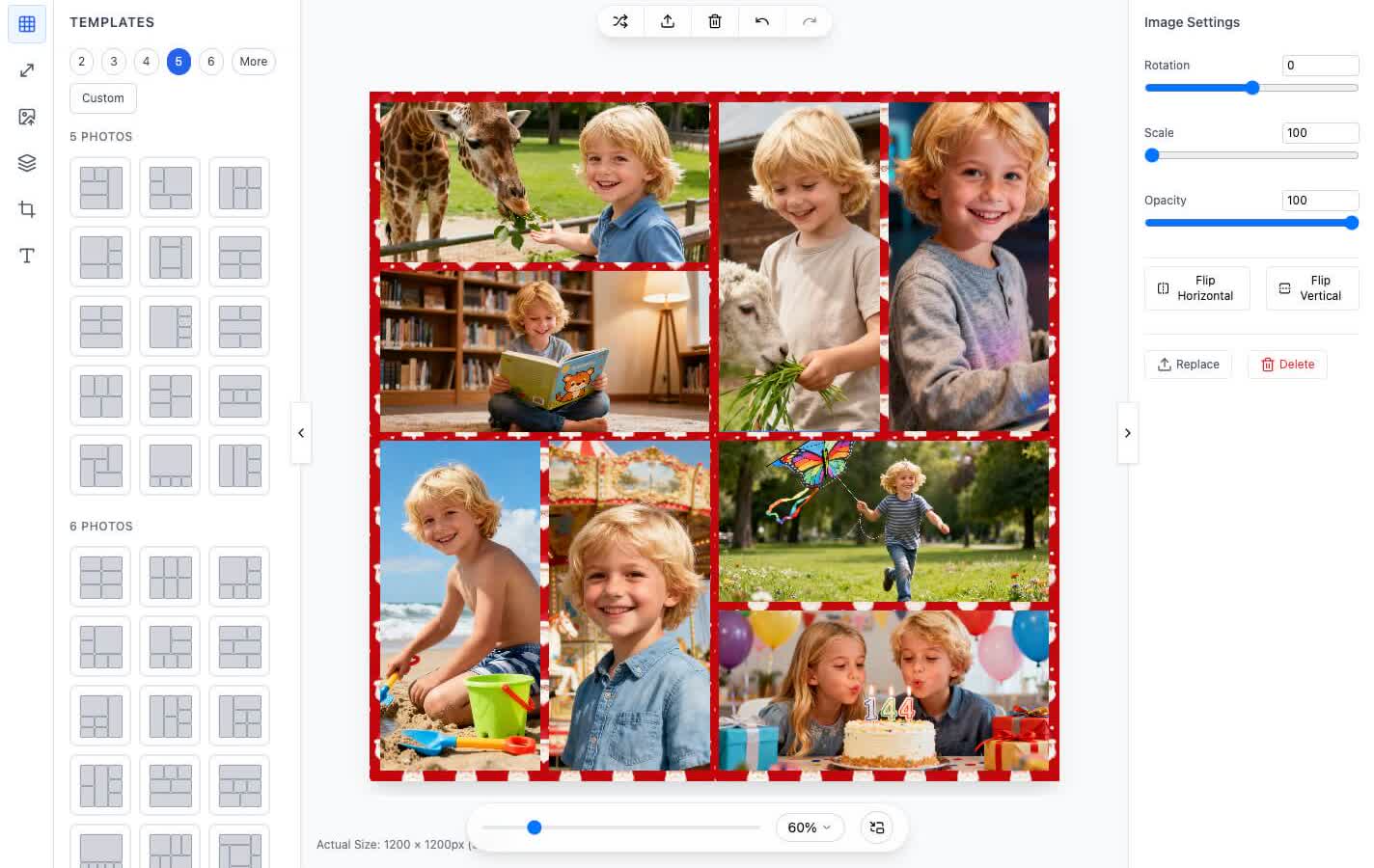 Free online collage maker – photo grid and 9-slice frame templates